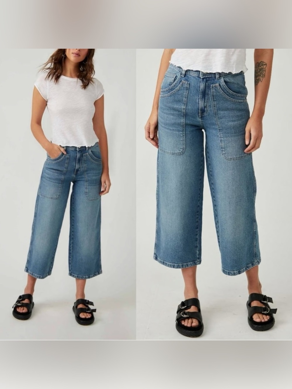 Free People Piper Mid Rise Crop Wide Leg Jeans NEW